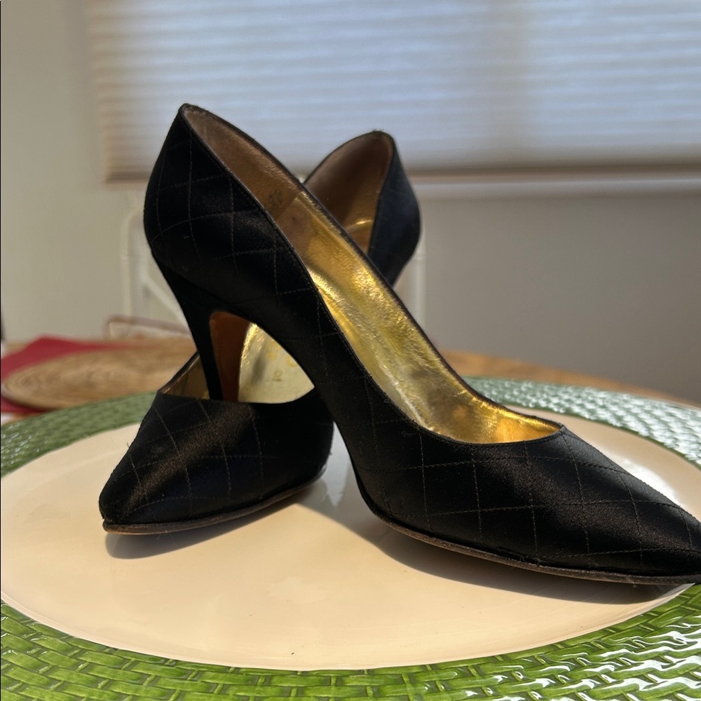 Amalfi Elegant Black Satan dress Heels